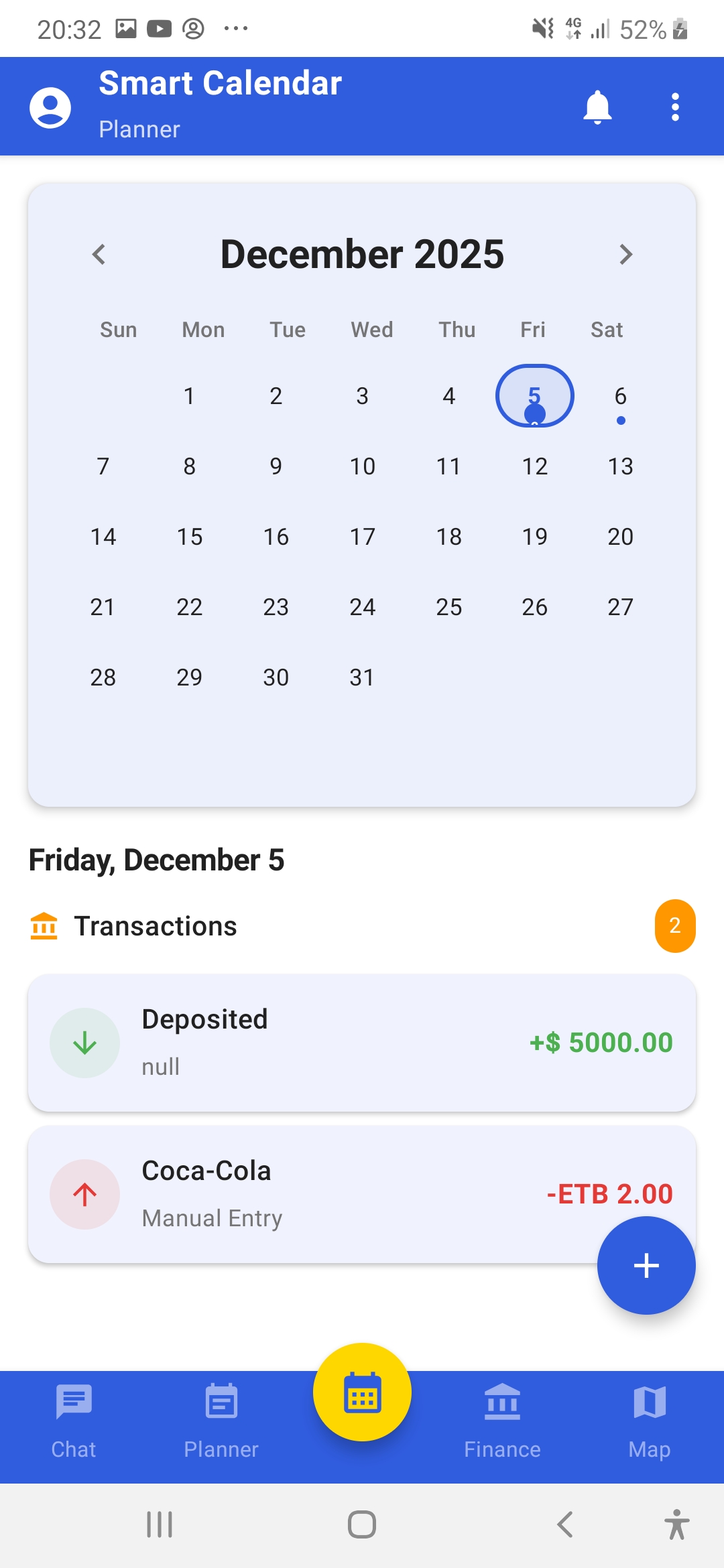 GPT Calendar — calendar screen