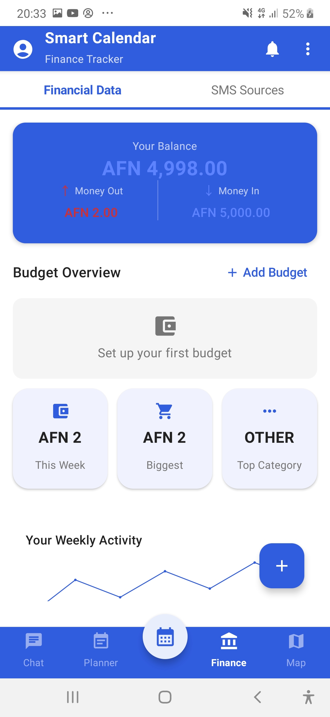 GPT Calendar — finance tracking screen